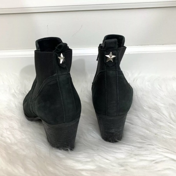 Steve Madden Repell Leather Block Heel Star Studded Black Chelsea Boots - Picture 8 of 11